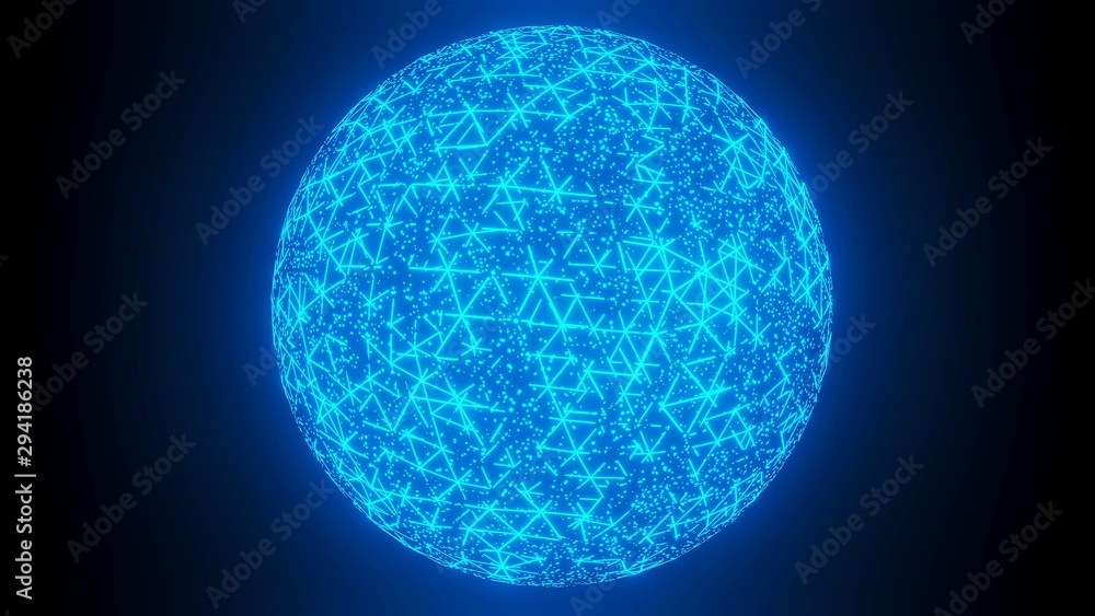 Poster hologram global communication network rotating animation 3d rendering