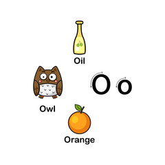 Alphabet Letter O-orange,oil,owl vector illustration
