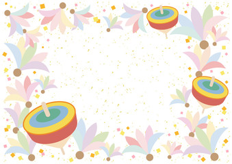 羽根と駒のフレーム（横）