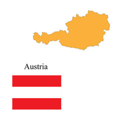 Austria flag and outline vector illustration.