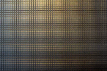 The golden square block shape embossed texture background with the lighting on the top. The...