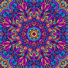 Festival art seamless pattern mandala. Ethnic geometric print. Colorful repeating background texture