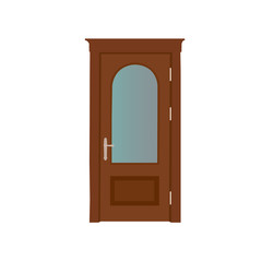 Wooden door vector illustration.