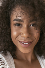 Portrait of pleased girl that posing on camera