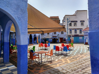 City streets view Chefchaouen Blue town in Morocco Africa