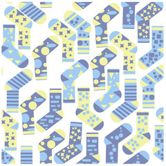 Vector seamless flat pattern of a set of different socks