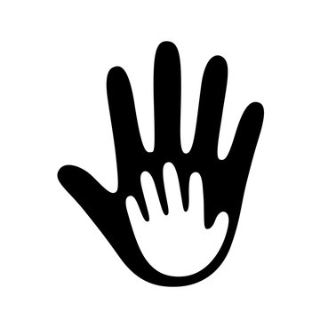 Adult and child hand