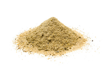 Composition on the theme of travel with sand on a white background