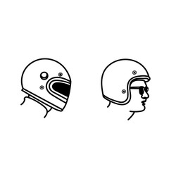 helmet biker line design element in the vintage illustration vector