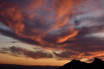 beautiful autumn sunsets in mountainous landscape