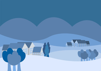 Paisaje invernal durante la noche.