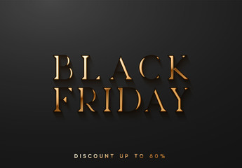 Obraz premium Black Friday Sale. Banner, poster, logo golden color on dark background.