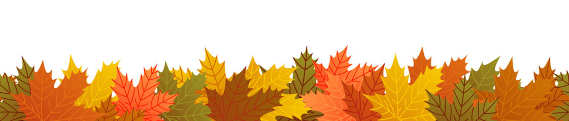 Autumn leaves, seamless banner, repeating pattern