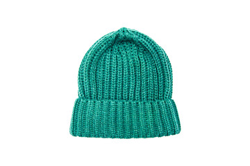 Green beanie isolated on white