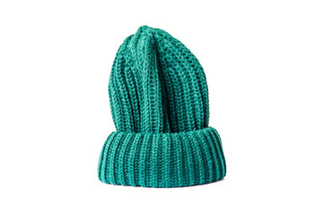 Green beanie isolated on white