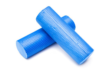 Foam rolls for sports on a white background