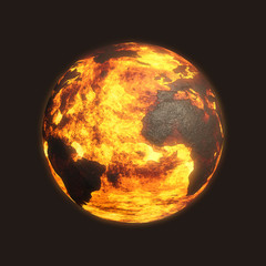 Scorched Post Apocalyptic Planet Earth - Atlantic Lava Ocean