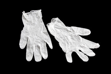 Disposable rubber gloves medical on background