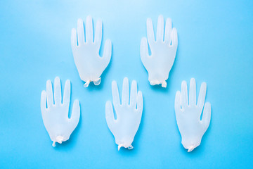 Fototapeta na wymiar Disposable rubber gloves medical on background