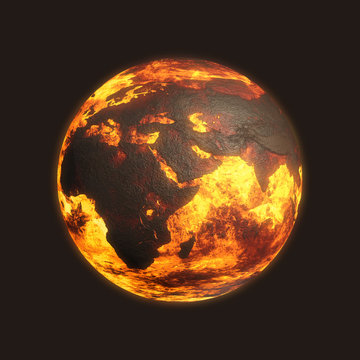 Scorched Post Apocalyptic Planet Earth - Europe Asia Africa