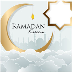 Ramadan kareem celebrate, with moon mosque vector