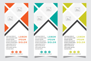 Set of modern vertical banners. Business templates. Cover design template, easy editable abstract vector layouts. Pattern made from squares, white background. layout space for photo collage