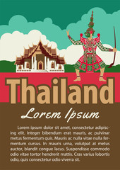 Thailand landmark brochure in typography vintage color design,advertising artwork