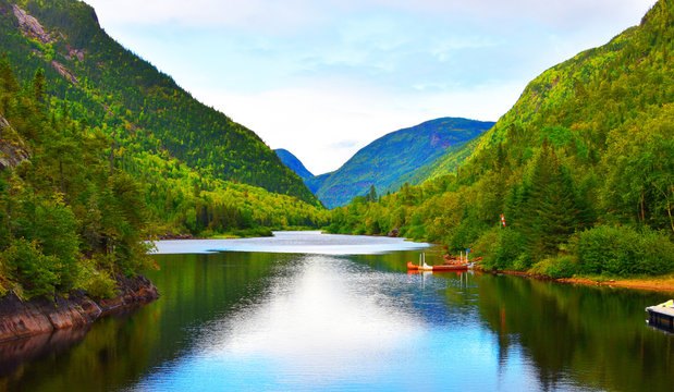 Landscape picture of beautiful river malbaie