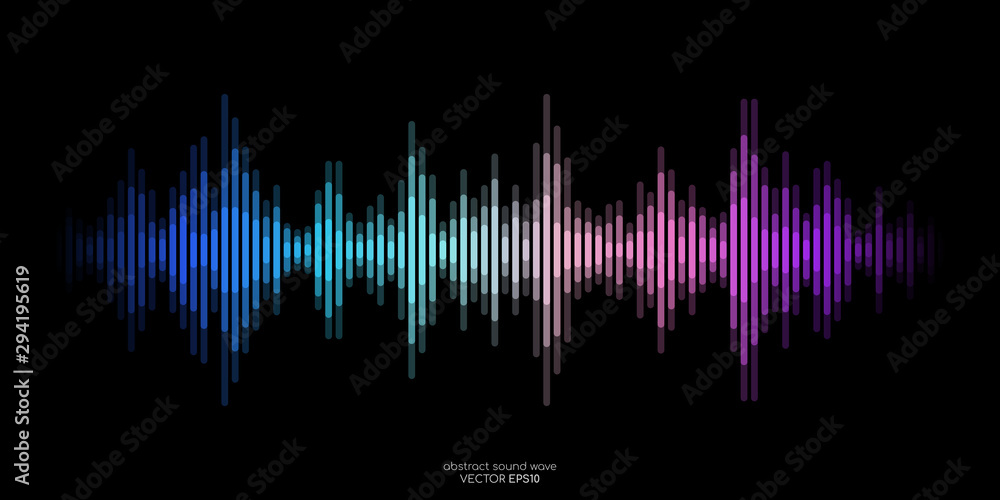 Poster abstract sound wave stripe lines colourful equalizer isolated on black background. vector illustrati