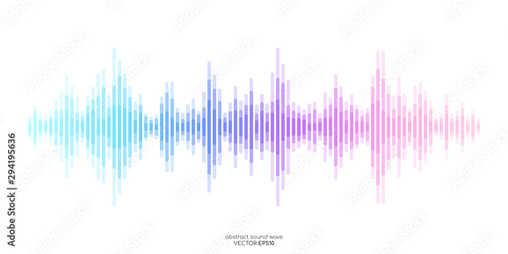 Poster Abstract sound wave stripe lines colourful equalizer isolated on white background. Vector illustration in concept music, sound, technology.