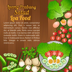 Asean National food ingredients elements set banner on wooden background,Loas