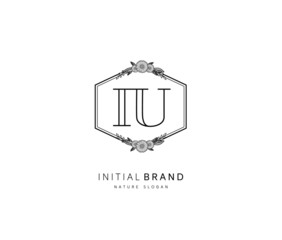 I U IU Beauty vector initial logo, handwriting logo of initial signature, wedding, fashion, jewerly, boutique, floral and botanical with creative template for any company or business.
