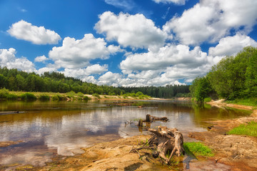 River Kerzhenets in summer day,  Nizhny Novgorod Region, Russia