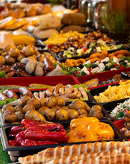 City fair. Buffet reception at the fair.