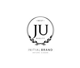 J U JU Beauty vector initial logo, handwriting logo of initial signature, wedding, fashion, jewerly, boutique, floral and botanical with creative template for any company or business.