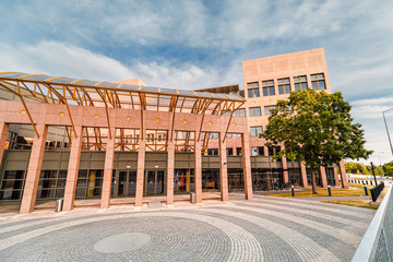 Court of justice of the European Union building in the modern district of Luxembourg - obrazy, fototapety, plakaty