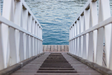 access to a wood pier in a marina
