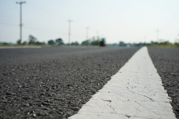 Road traffic paint White on the asphalt surface