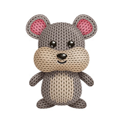 Illustration of a funny knitted hamster toy. On white background