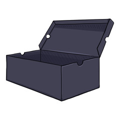 Vector Cartoon Open Dark Blue Shoes Box