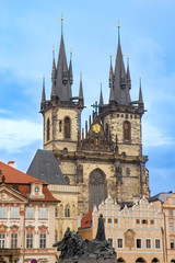 Fototapeta na wymiar Church of Our Lady before Týn in Old Town Square in Prague Czech Republic