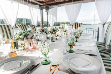 close up. table served for the wedding feast.