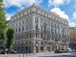 Fototapeta na wymiar Art Nouveau (Jugendstil) building in the historical center of Riga; Latvia
