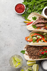 Mexican tacos and caipirinha cocktail