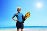Woman with a snorkeling equipment