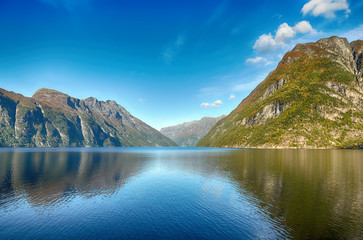 Norway fjords near Geiranger village