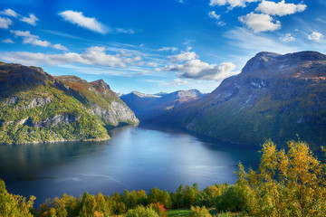 Norway fjords near Geiranger village