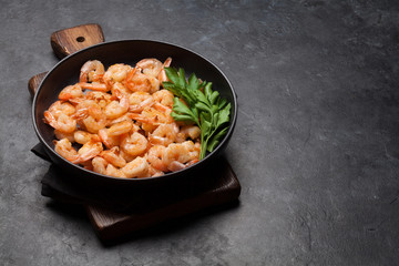 Beer snacks. Grilled shrimps