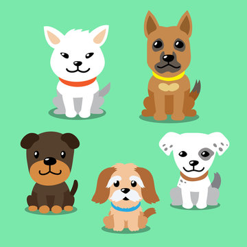 Vector cartoon set of dogs for design.