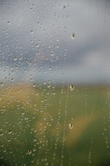 drops of water on windows glass